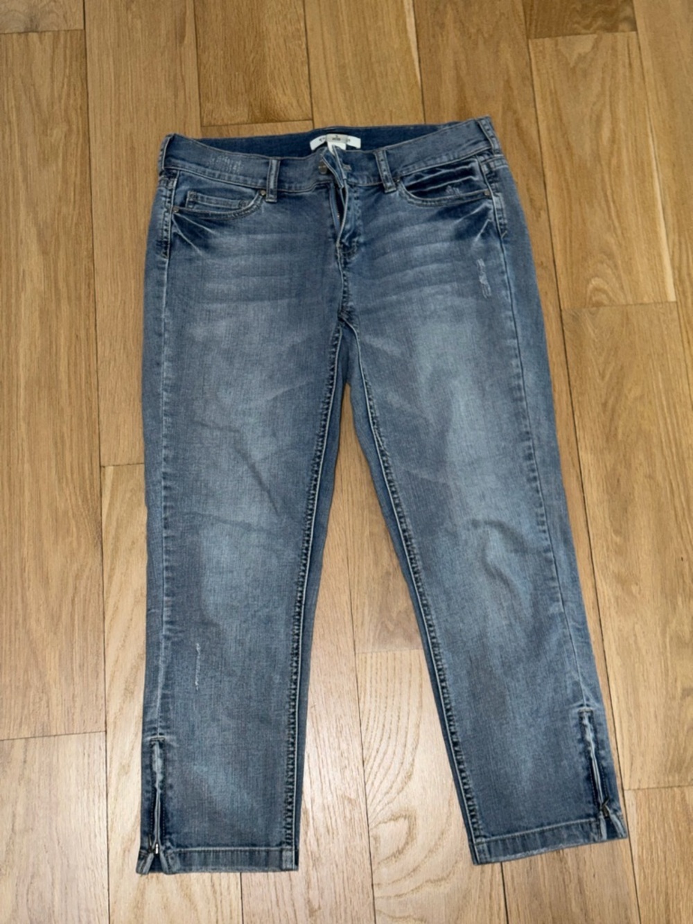 White House Black Market Women's Mid-Rise Slim Crop Jeans Distressed Blue Size 2